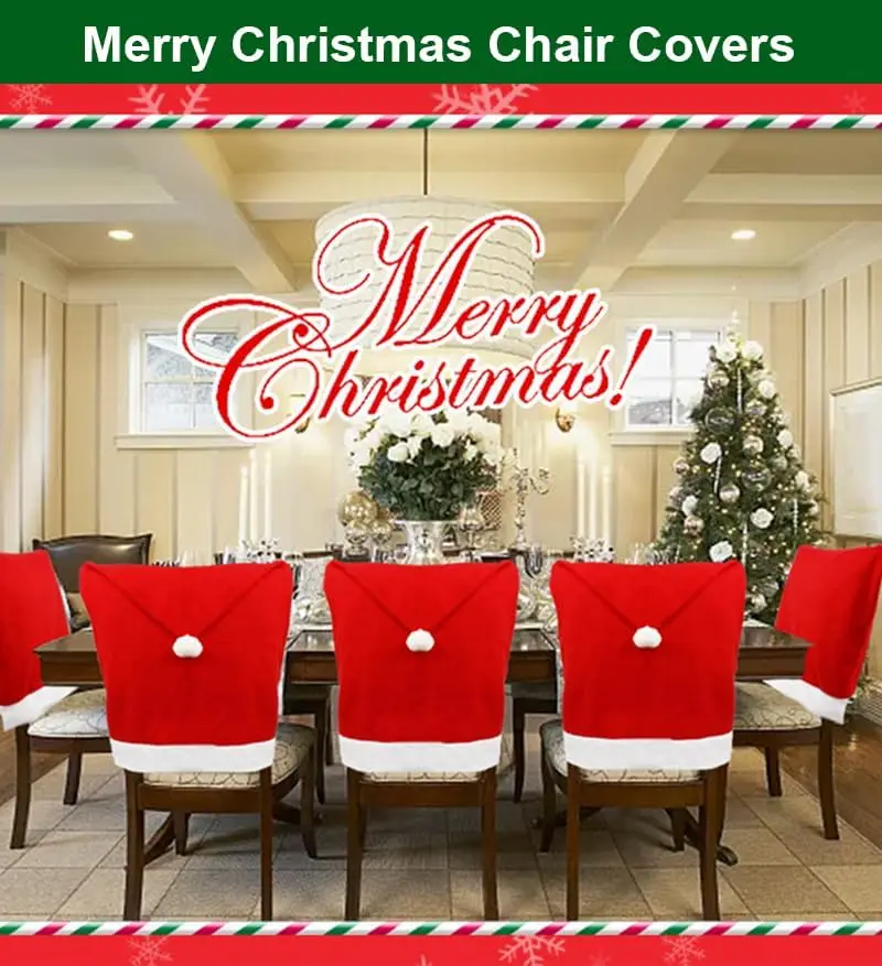 4/6pcs Christmas Chair Covers Red Chair Back Cover Non-woven Santa Claus Hat Slipcover for Xmas Decor Fit Armless Chairs
