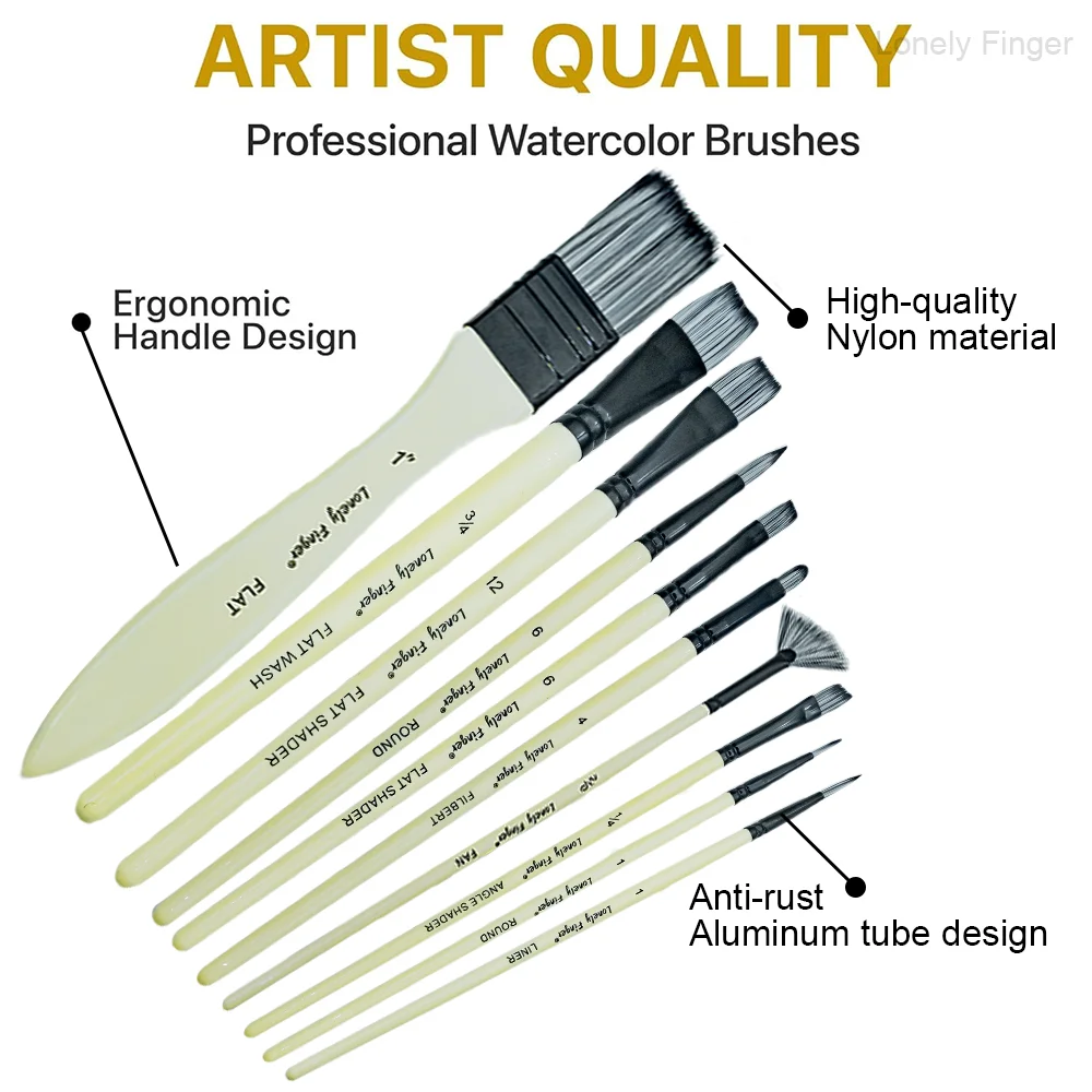 10pcs Paint Brushes Set Kit With Carry Bag Artist Paintbrush Nylon Hair Multiple Brushes For Artist Acrylic Aquarelle Watercolor