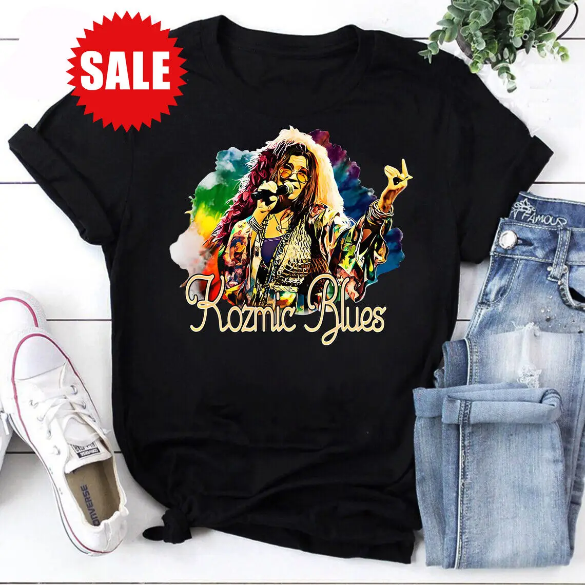 Vintage Janis Joplin Kozmic Blues Short Sleeve T-Shirt KQ722932