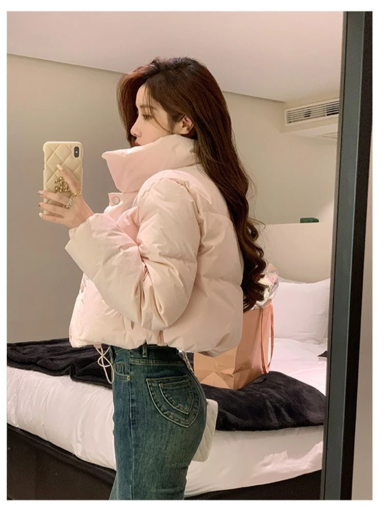 Korean Hot Girl High Waist Cotton Robe Autumn/Winter Fashion Stand up Collar American retro Hot Girl Bread Cotton Robe