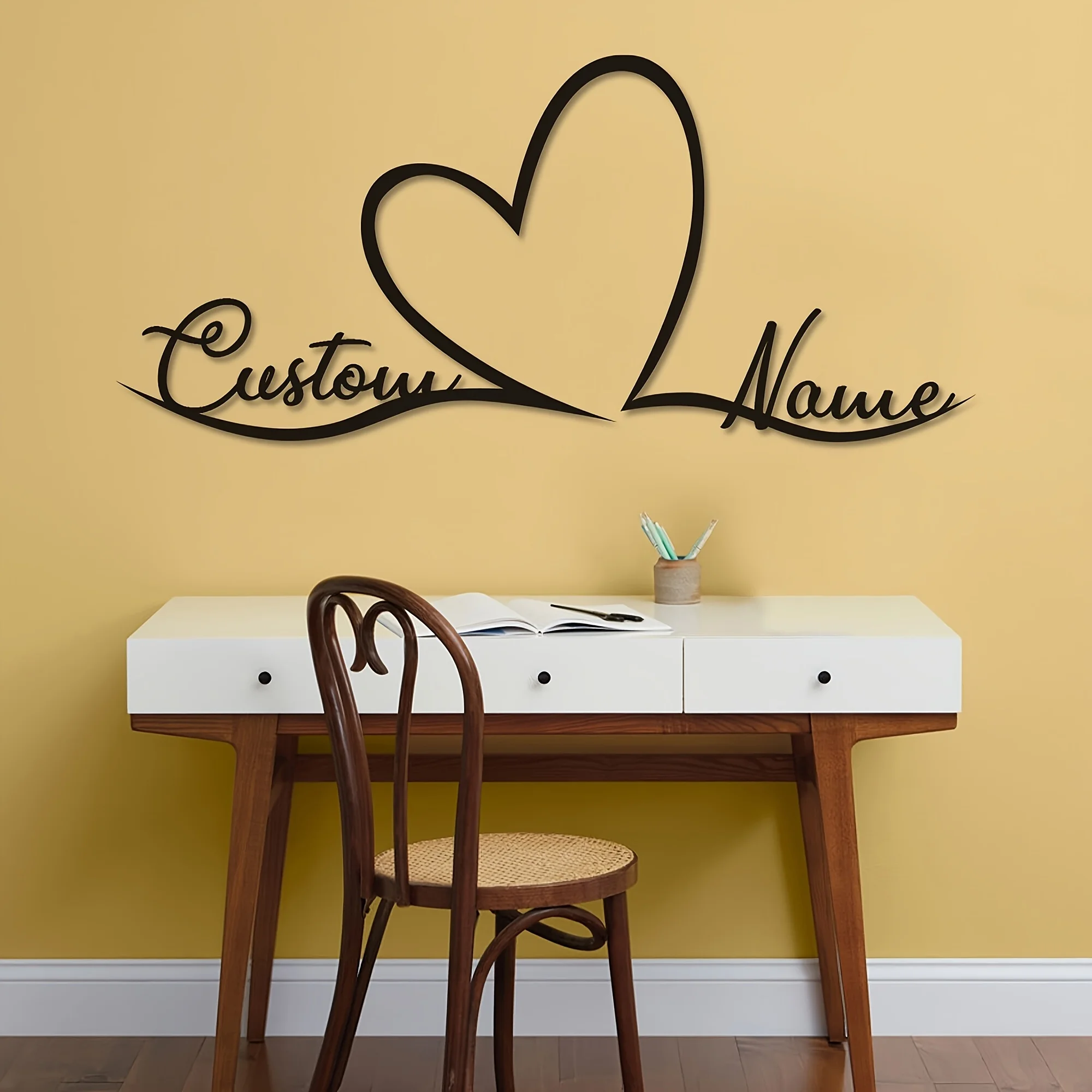Customizable Heart Metal Wall Art, Personalized Love Sign - Indoor/Outdoor Home Decor, Door and Living Room Wall Decor