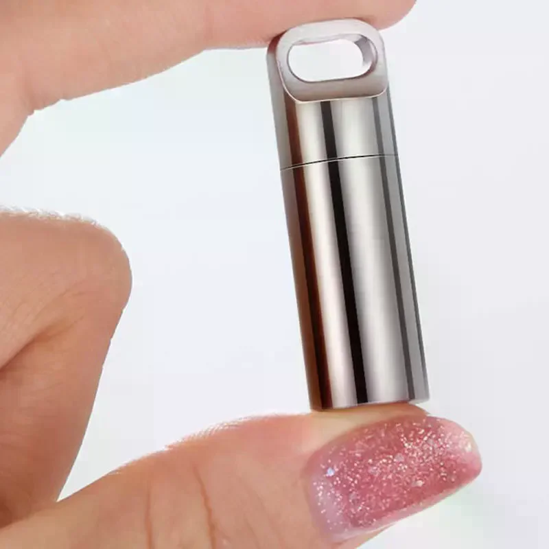 

Мини-герметичная капсула из нержавеющей стали, водонепроницаемая коробка для таблеток, подвеска для первой помощи для кемпинга