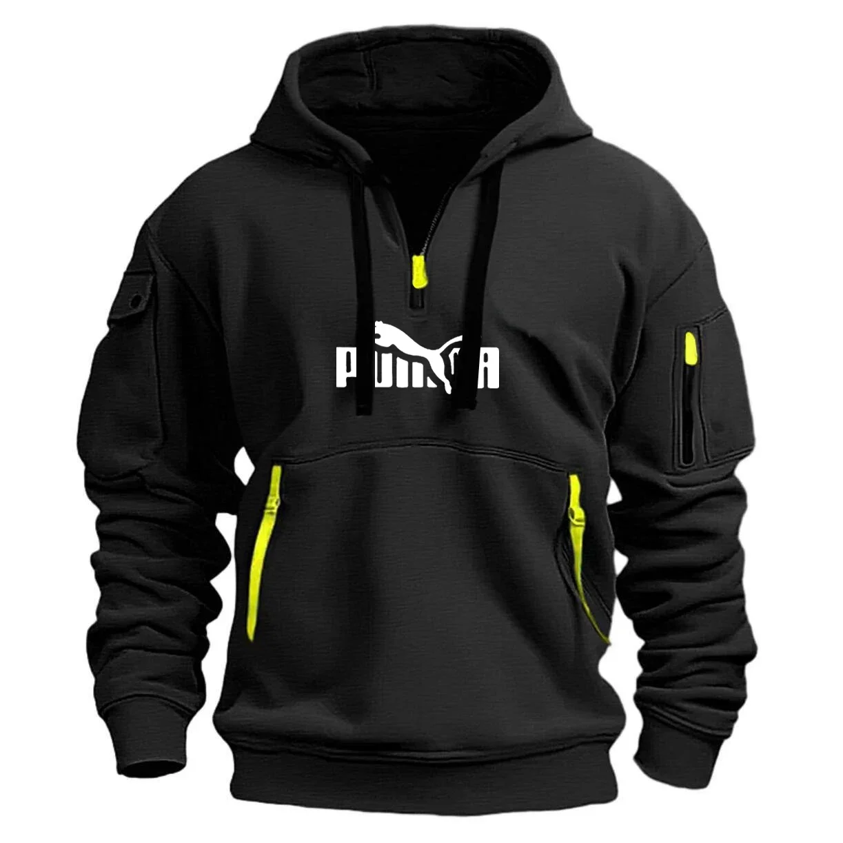

Autumn and winter men's printed fashion half-zipper pullover, warm loose casual hoodie, fitness jogging sweatshirt