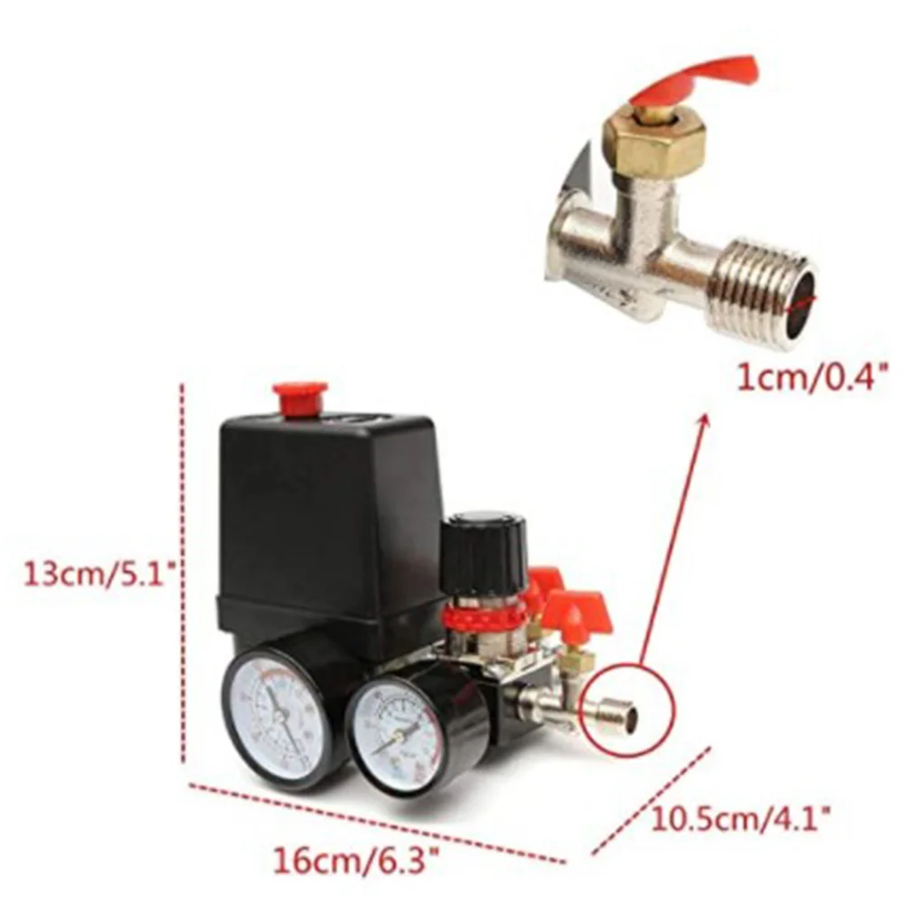 Ultra Air Compressor Pressure Control Switch, 90-120 PSI Pressure Switch Manifold Regulator Gauges With Pressure Regulator