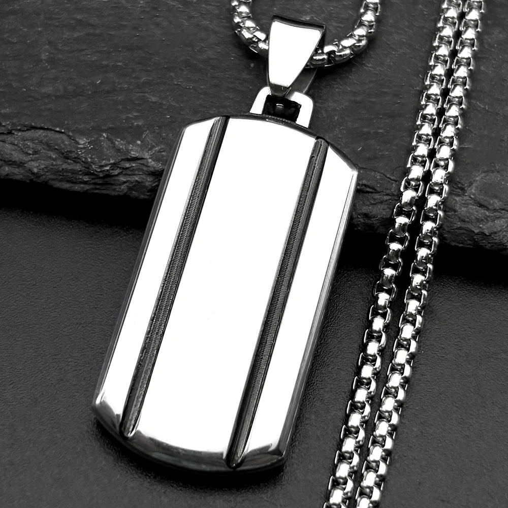 

Stylish Geometric Dogtag Chain For Women Men Stainless Steel Silver Color Square Shape Fashion Hiphop Man Chain Jewelry Gifts