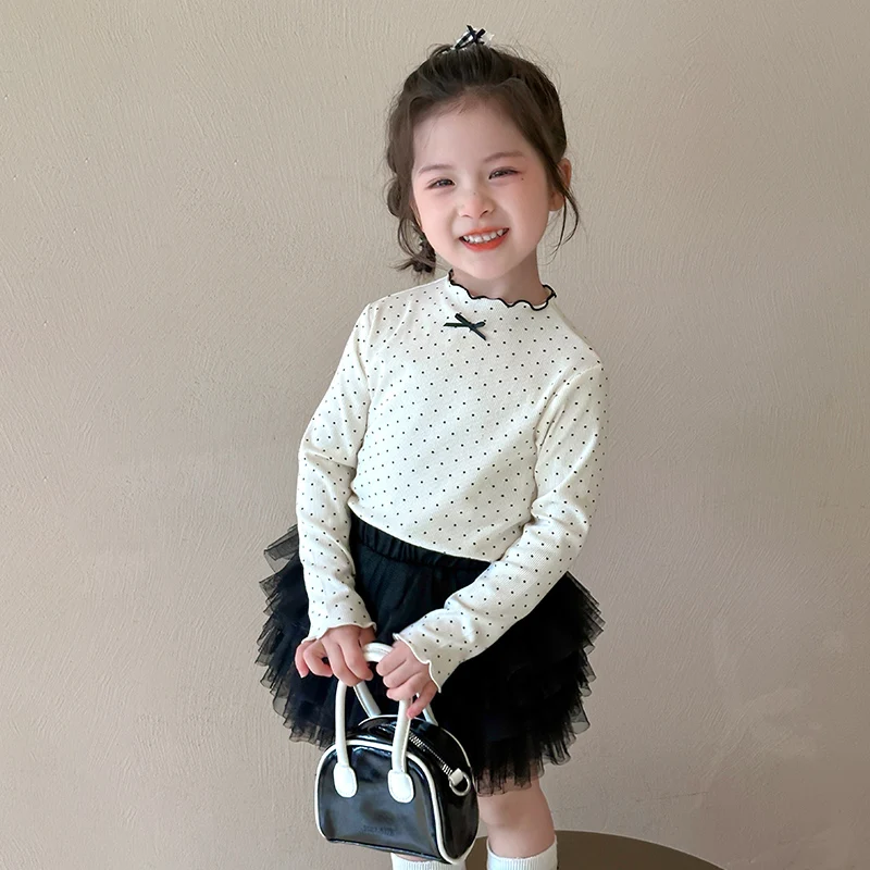 

Baby Girl Top Clothes Kids Long Sleeve Tee Little Child Daily Base Girls Spring Autumn Casual Dot Printed T-Shirt Size 2-9 Years