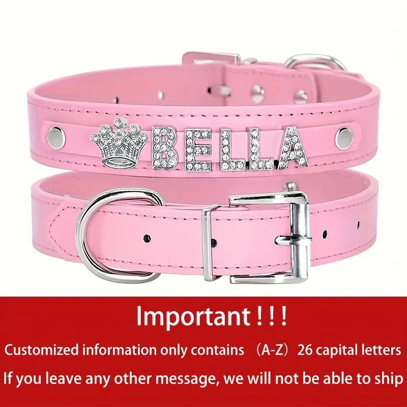 Personalisiertes Hundehalsband aus Kunstleder mit Strass-Herz und Sternform für Welpen und Katzen, ID-Halsband für S, M, L Hunde – Detail 3