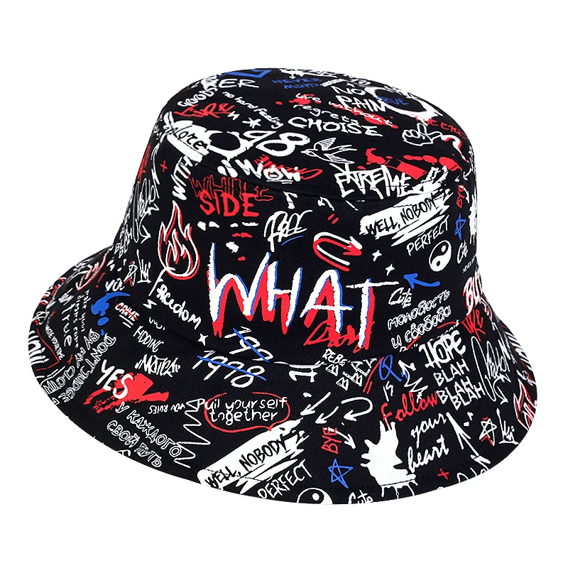 Summer outdoor Sunscreen Bucket Hat Hip Hop Cap Men Summer fishing Fisherman hats Graffiti Hat for Men Women wild panama hats