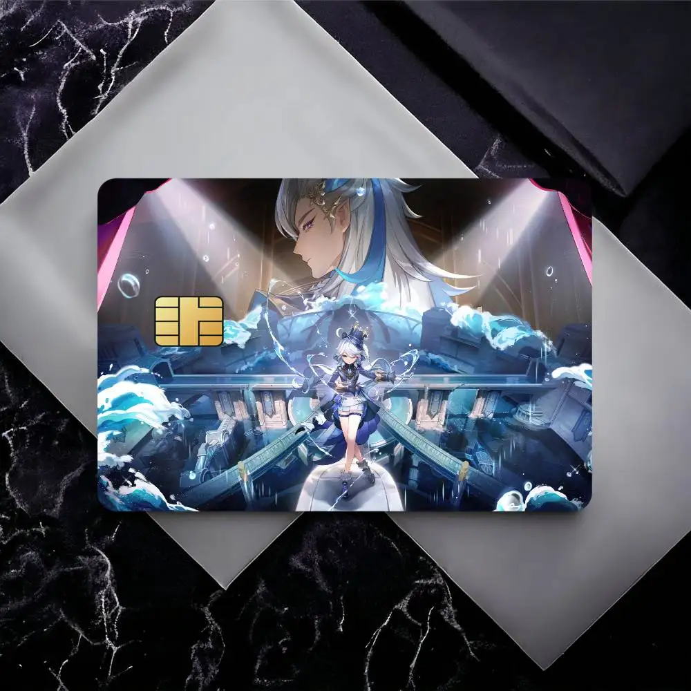 Genshin Impact Furina Credit Card Skin Stickers for Bank Card Bus Metro Card Sticker Waterproof Gift