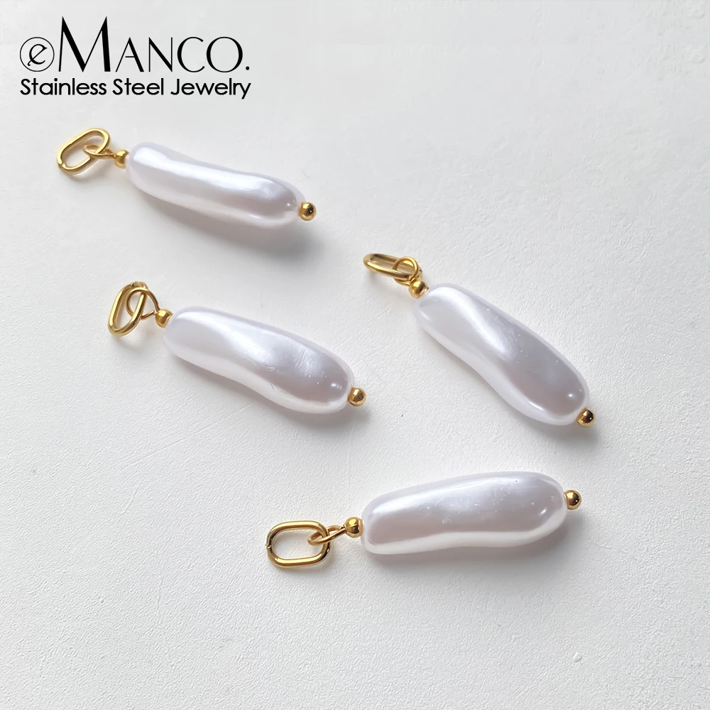 EMANCO Stainless Steel Pearl Charms Minimalist Style with Imitation Pearl Elements Ideal for DIY Jewelry Factory Direct Sales