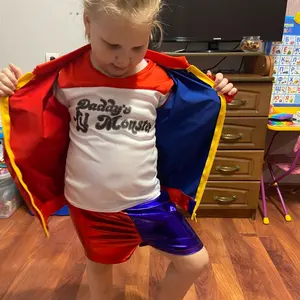 Harleen Quinzel Kinder Mädchen Cosplay Cosplay Fantasie Harlequin Halloween Kleidjacke Jacke 6 Hauptverkäufe Kinder Harlekin - №2