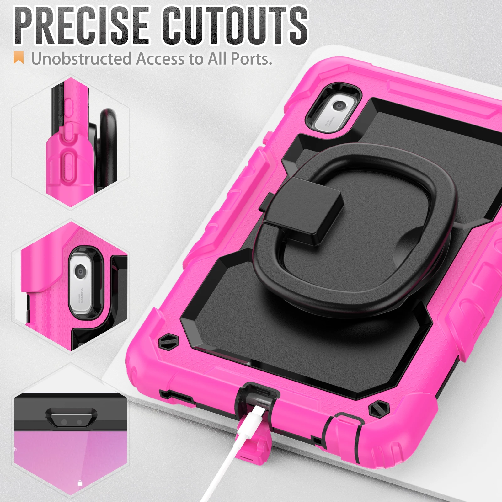 Hybrid Case For Lenovo Tab One K9 2025 TB305FU M9 2023 TB310FU 310XU M8 4th Gen TB301XU 300FU 300XU Rotating Cover Handle Grip