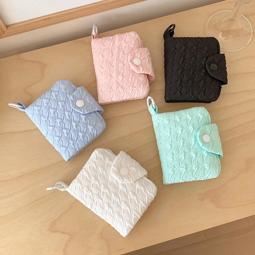 Card Bag Short Wallet Coin Purse Card Holder Storage Bag Pouch Portable Snap Fastener Wrinkled Simplicity Mini Women Wallet