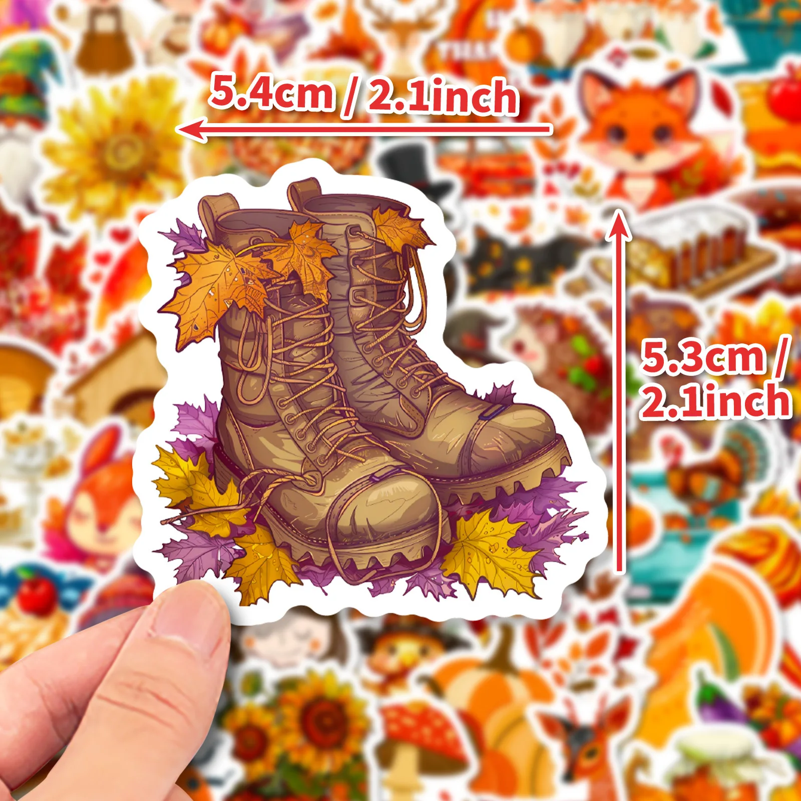 10/30/50PCS Thanksgiving Day Stickers Turkey Cartoon Graffiti Golden Good Harvest Decals Waterproof Decoration Diary Scrapbook