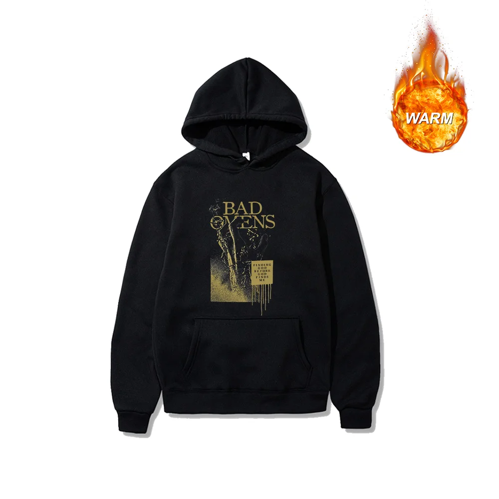 Herren Streetwear Casual Hoodie mit BAD OMENS Print Design Langarm Stilvolles Herbst-Winter-Sweatshirt Unisex und vielseitig