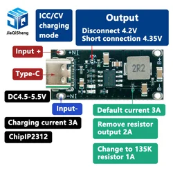 タイプc usb入力高電流 3Aポリマー三リチウム電池クイック高速充電ボードIP2312 cc/cvモード 5vに 4.2v