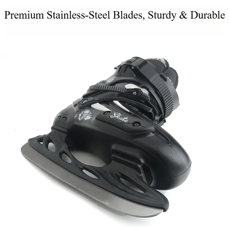 Fleece Lined Warm Ice Skating Shoes Kids Adjustable Ice Skates Stainless Steel Blade Beginner Ice Skates Winter Outdoor Sports