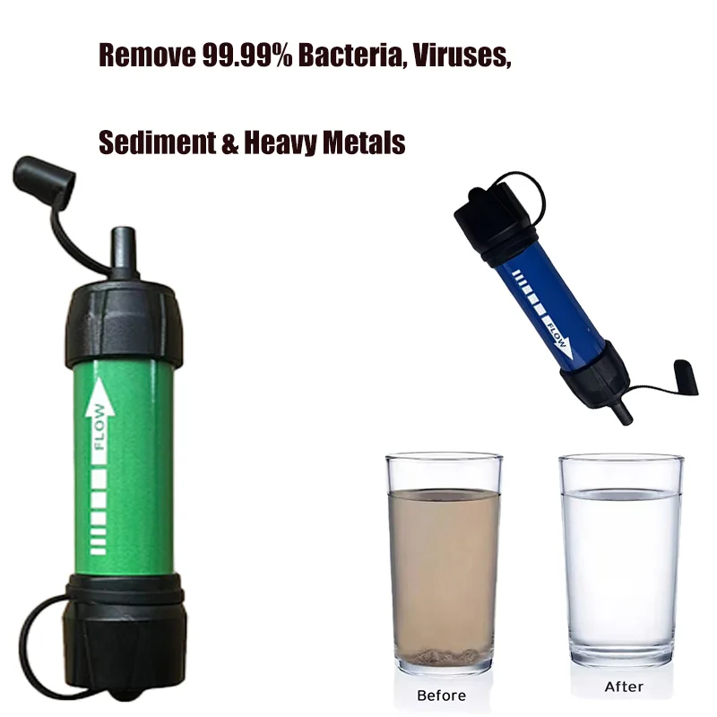 1pc Camping & Survival Emergency Outdoor Portable Water Filter for Hiking - Emergency & Disaster Purifies Water Source On-The-Go