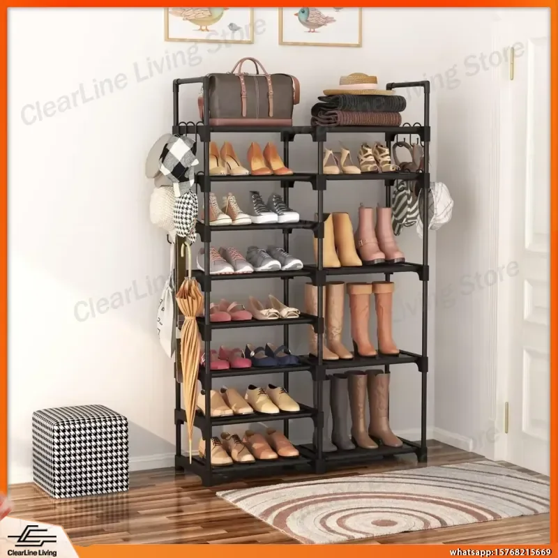

8-Tier Metal Shoe Rack Organizer for Home Entryway Closet Storage 26-32 Pairs Large Capacity Stackable Shoe Stand with 15