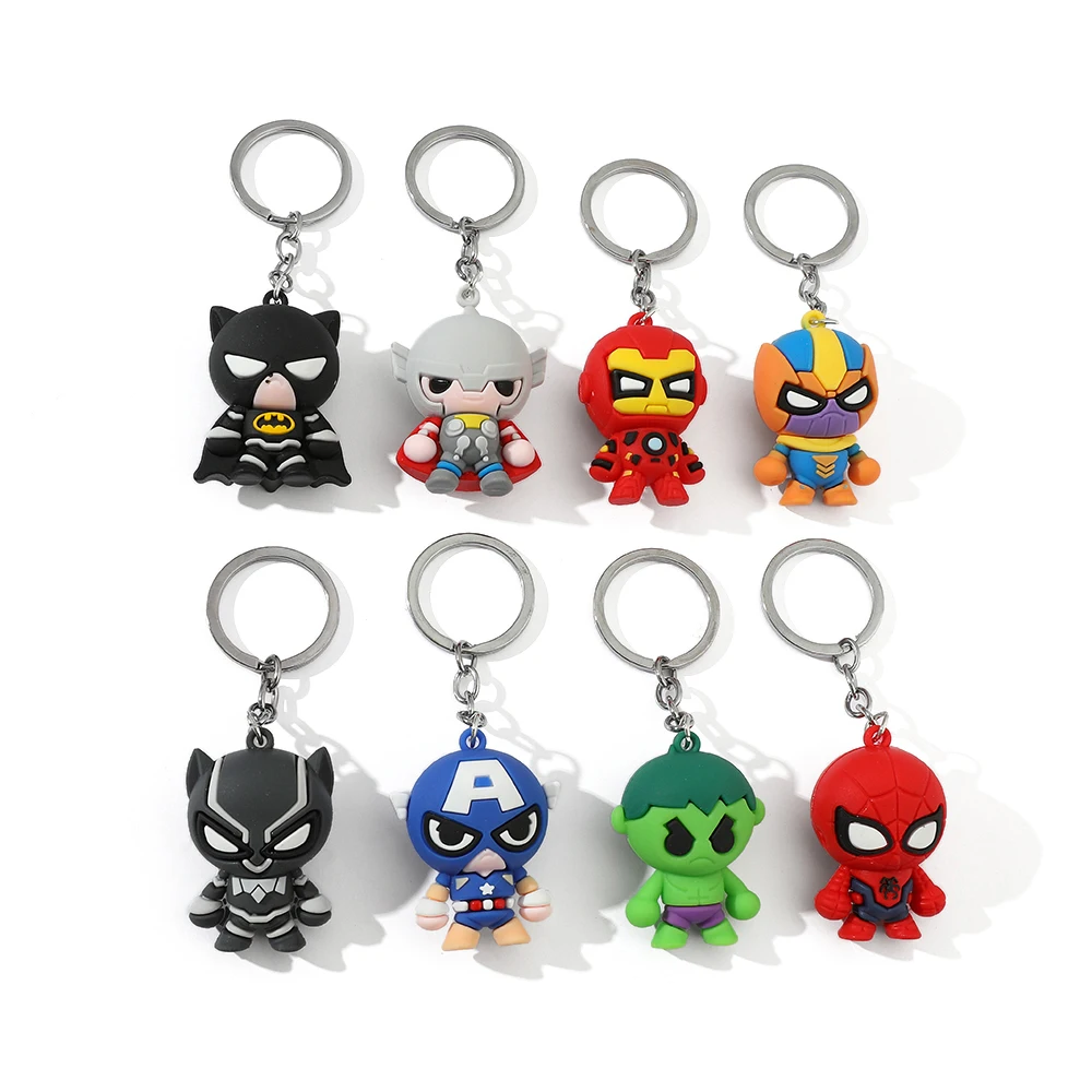 Marvel Superhero Keychain Avengers Spiderman Captain America Pendant Keyrings for Car Backpack Keyholder Jewelry Accessories