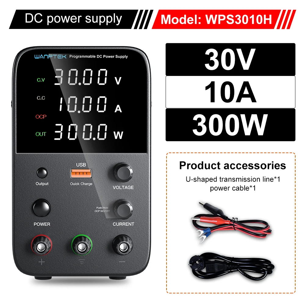 Wanptek Verstelbare DC voeding 30V 10A 60V 5A Lab Bench Stroombron Gestabiliseerde Voeding Spanningsregelaar schakelaar 120V3A
