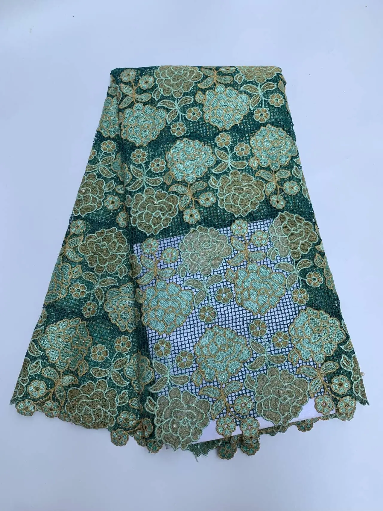 African Nigerian Tulle Lace Fabric,High Quality，Sequins EmbroideryBeaded, French GuipureWedding Party Dress, 5Yards, 2026