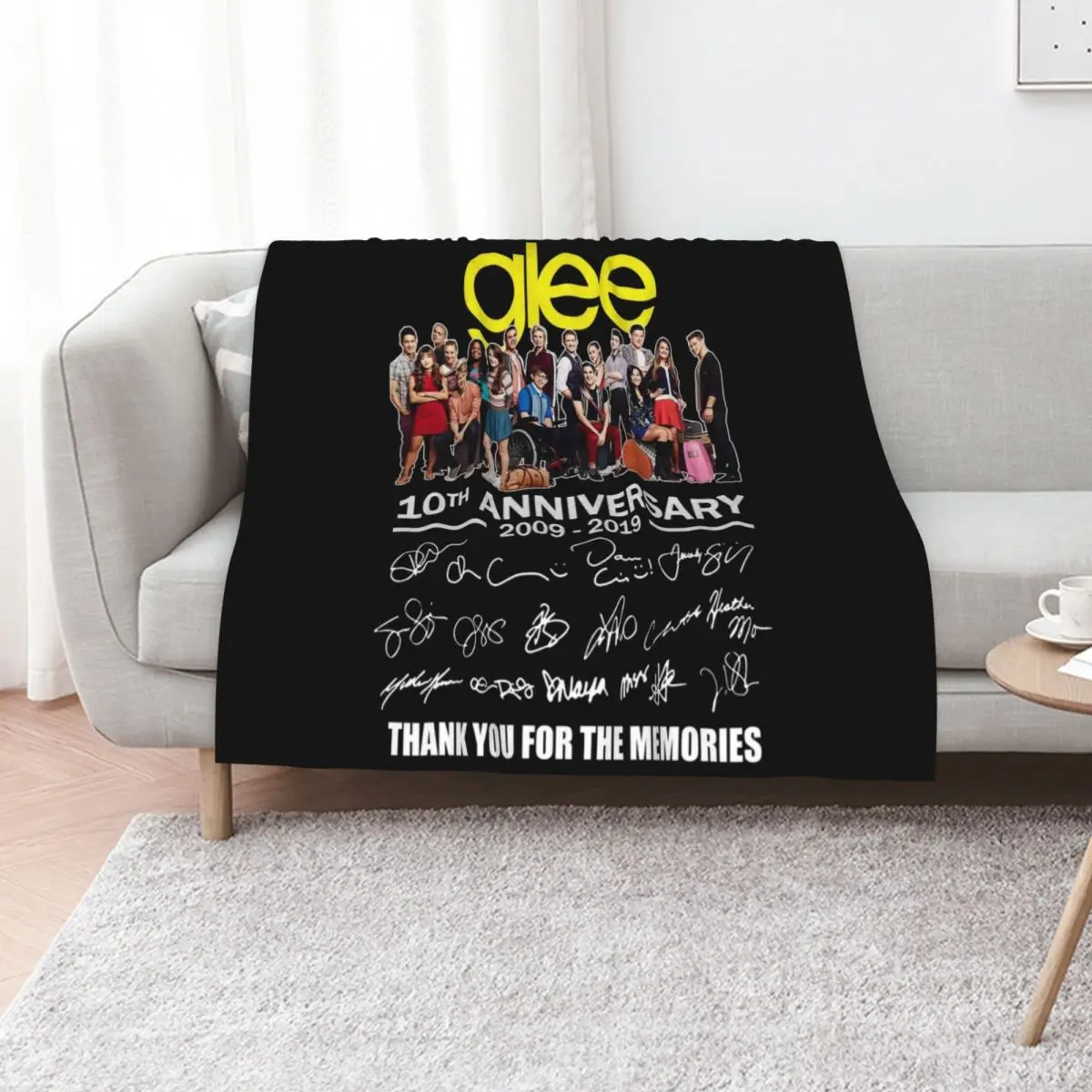 #Glee 10Th Anniversary All Cast Signed Thank You Throw Blanket Luxury Brand Baby Vintage Multi-Purpose Heavy Blankets
