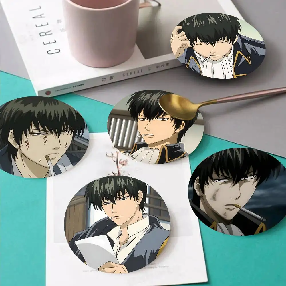1pc Toushirou Hijikata Anime Characters Wooden Coaster Colour Printing Cup Mat Home Desk Decoration Gifts