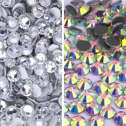 SS3-SS50 Crystal AB Hotfix Rhinestone Glitter Glass Flat Back Stones Iron On Strass Rhinestones For DIY Crafts Fabric Clothes