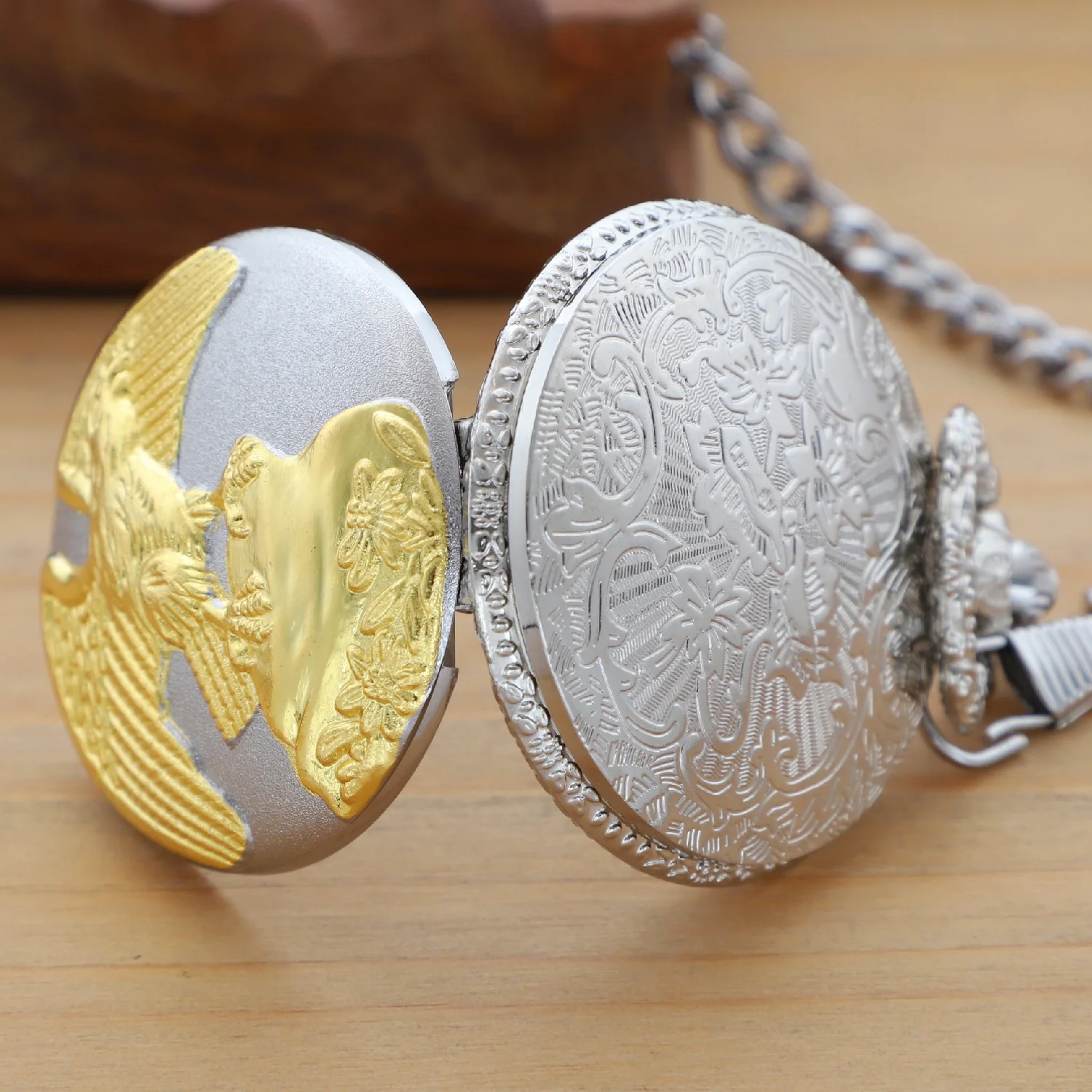 Серебряный Золотой Орел Дизайн Роскошные Кварцевые Карманные Часы Стимпанк Антикварные Мужчины Женщины Подвеска Цепочка Часы с Цепочкой Подарки