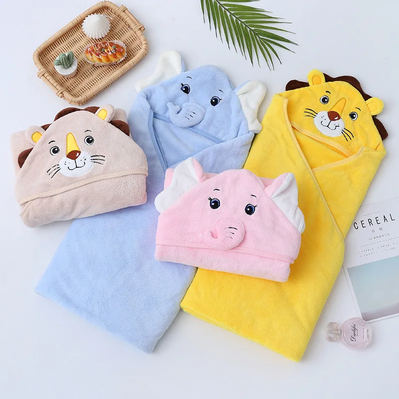 A New Cartoon Multi-purpose Baby Bag with A Small Cape A Soft Breathable Absorbent Coral Velvet Children's Hooded Bath Towel