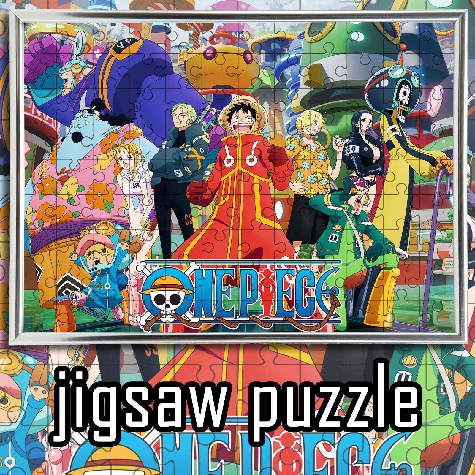 

ONE PIECE Egghead theme Jigsaw 108/200/300/500/1000pcs wooden floor game puzzle,home decoration,gift