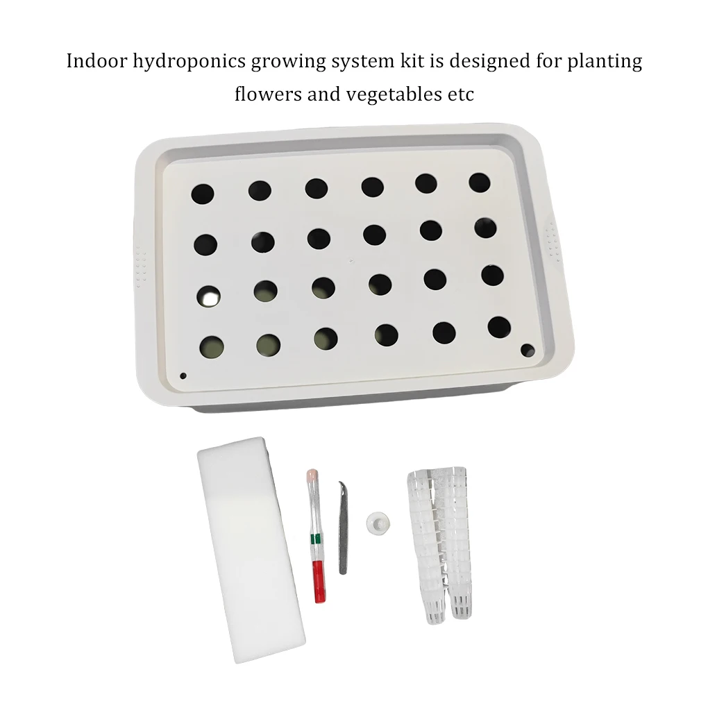 Indoor Hydroponics Growing System Kit 24 Holes Plant Site Set Seedling Vegetables Plant Cultivation Grow Box