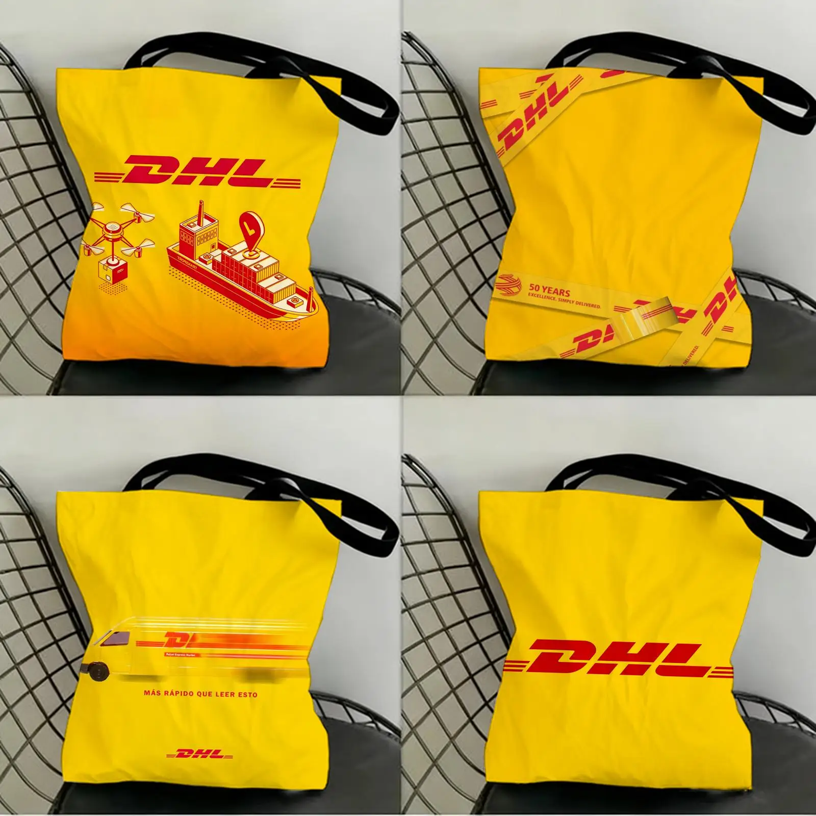 

D-DHL Hot E-Express Storage Bags Canvas Double-Sided Print Shopping Bag Large Capacity Aesthetic Reusable Tote Bag