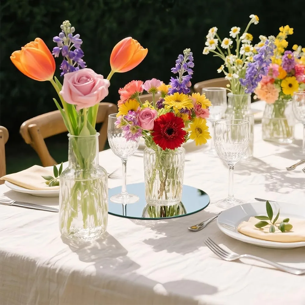 

Round Mirrors, 8 Pack Acrylic, 8 inch Circle Mirror Tiles Self Adhesive Mirror Stickers, Small Mirrors for Crafts, Plate Mirror