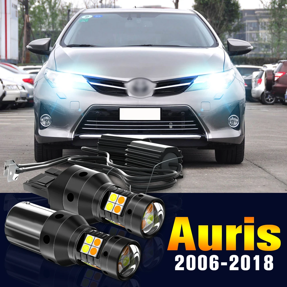 

2pcs LED Dual Mode Turn Signal+Daytime Running Light DRL Lamp For Toyota Auris E15 E18 2006-2018 2011 2012 2014 Accessories