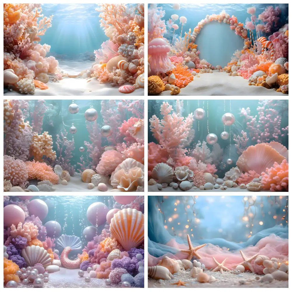 

Underwater World Seabed Backdrop For Photography Ocean Undersea Starfish Coral Baby Portrait Decor Background Photo Studio Prop