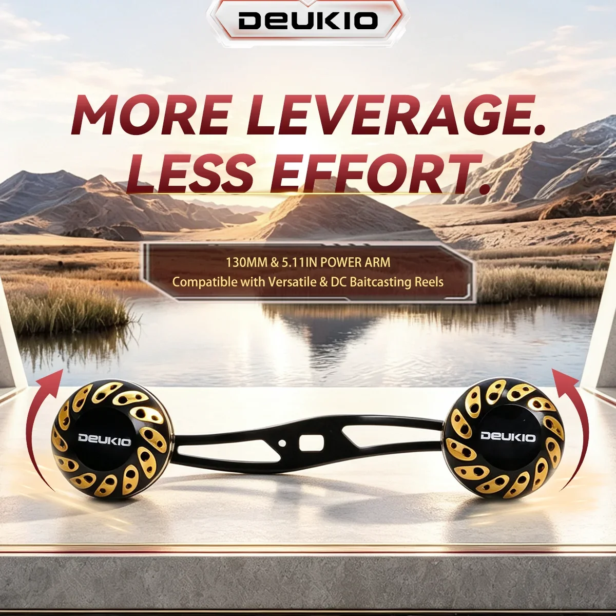 DEUKIO,Baitcasting Reel Handle 130mm Double Handle 40mm Knobs CNC Aluminum Alloy Rocker Arm M7&M8 Kit for DC Drum Reel Upgrade