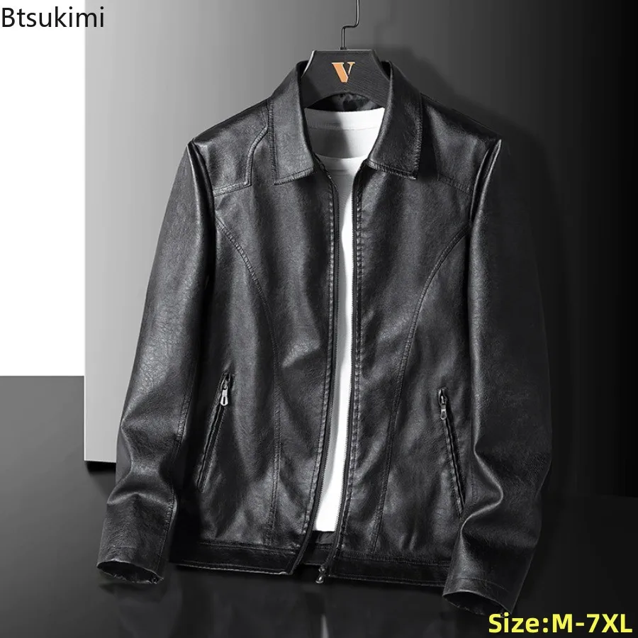 

Oversized 7XL 8XL Leather Jackets Men's Spring Autumn Casual Motorcycle Biker Jackets Solid Vintage Men Fashion PU Leather Coats