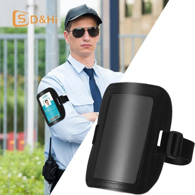 PU Leather Arm ID Document Badge Holder Adjustable Waterproof Name Card Sleeve Armband Access Card Pass Arm Card Holder