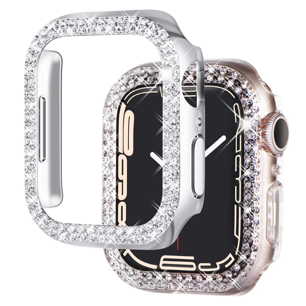 

Diamond Case For Apple watch 7 41mm 45mm 44mm 40mm 42mm 38mm Accessories Bling Bumper Protector Cover iWatch series 3 4 5 6 se