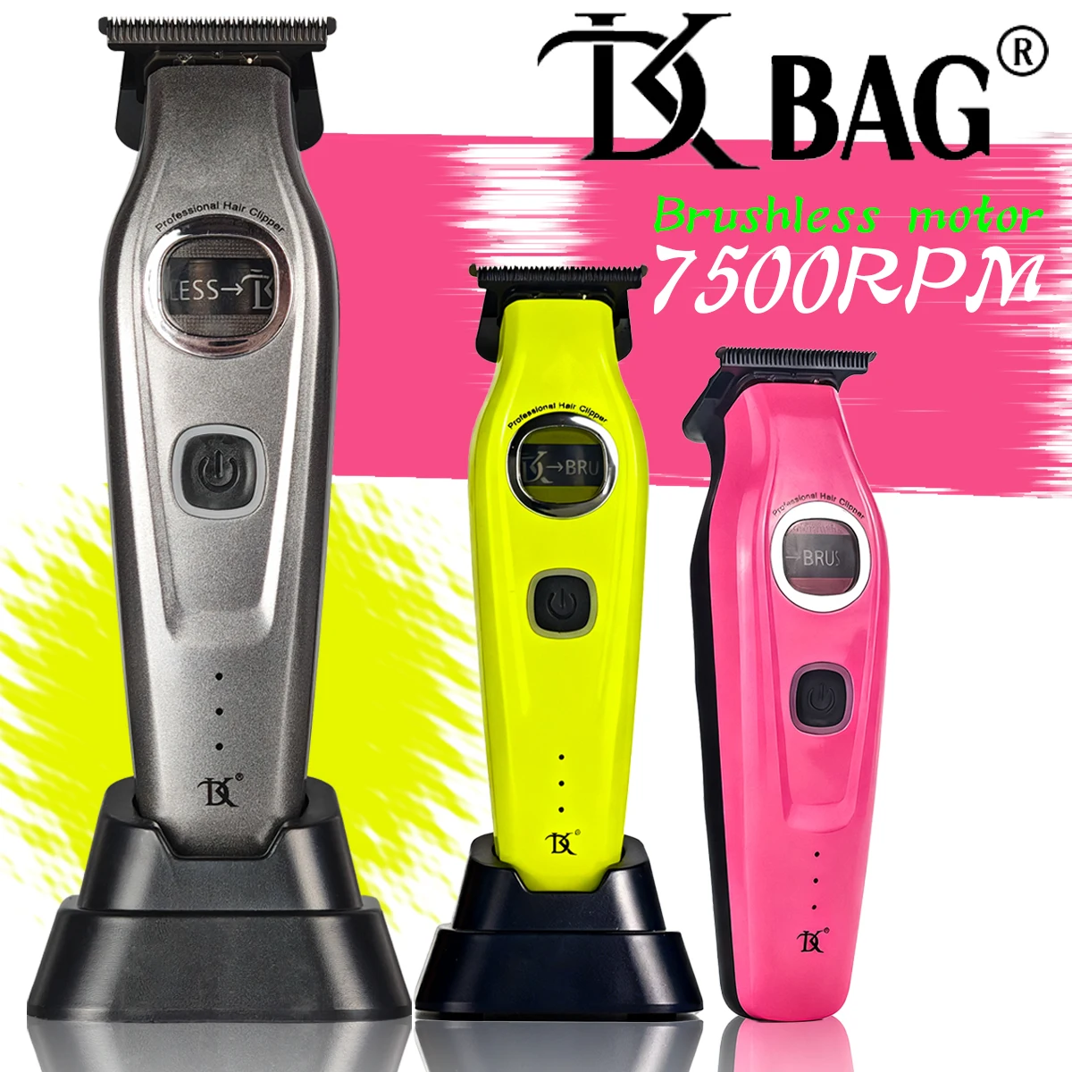 

Hair Trimmer Professional Electric Hair Clipper DK BAG External Brushless Motor 7500RPM DLC Blade with Base Barber Shop machine