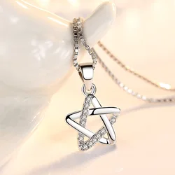 925 Sterling Silver Zircon Star Pendants Necklaces For Women Luxury Quality Party Jewelry Items GaaBou Jewellery