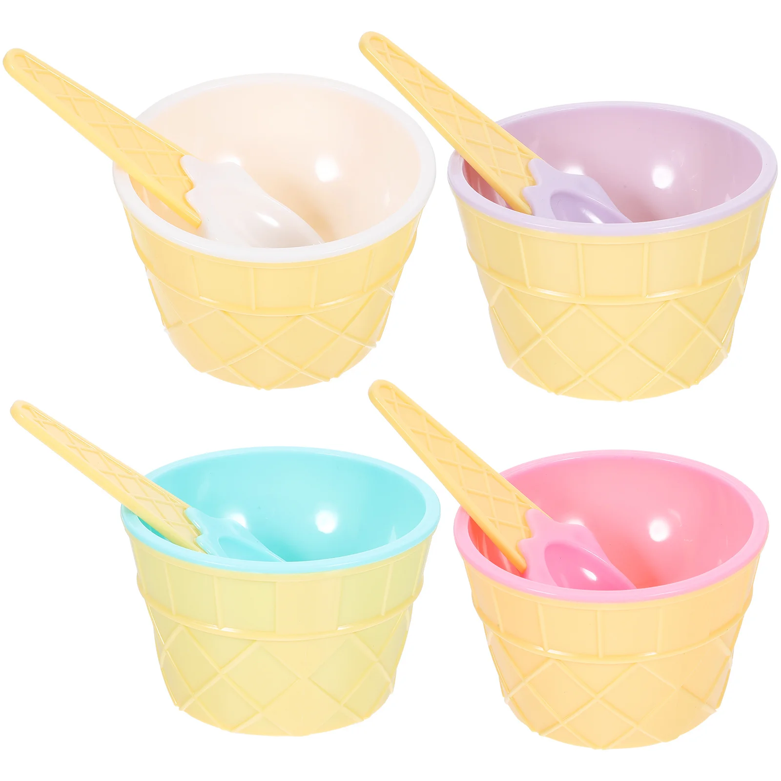 

1Set Ice Cream Bowls Set Fashionable Adorable Design Reusable Bowl for Ice Cream Cereal Snack Storage Kitchen Dining Tool