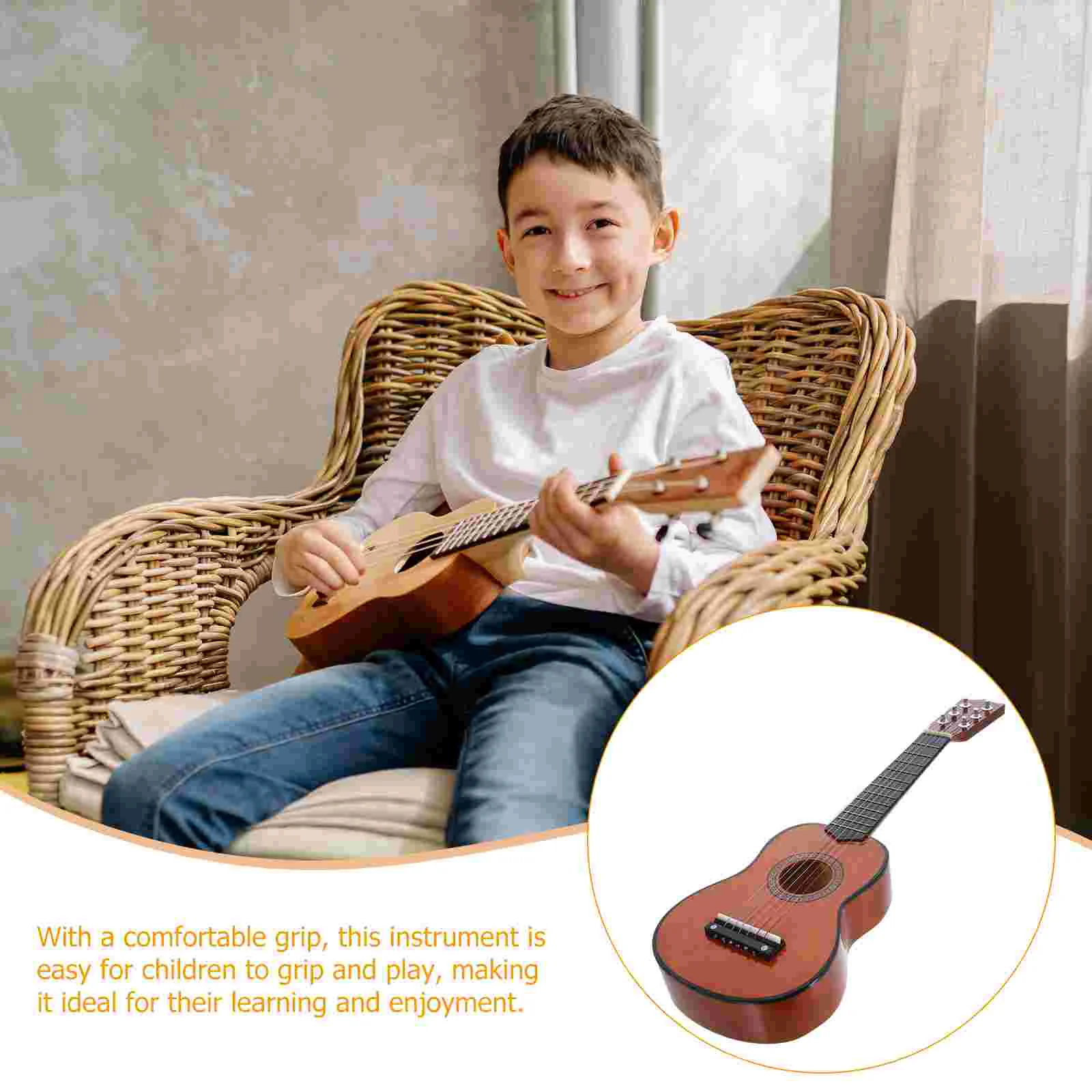 Children's Guitar Toy For Kids Acoustic Training Instrument Mini Toys Wooden Beginner Playthings Toddler Childrens