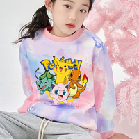 Pokemons Pikachu Sweatshirts Boys Girl Stylish Cartoon Clothes Soft Comfortable Versatile Tops Tie-dye Jumper Cute Birthday Gift
