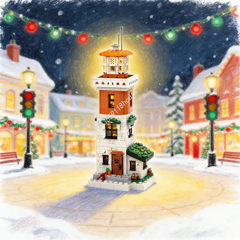 1805 Pezzi MOC Faro Islandese, Modello Modulare di Paesaggio Urbano, Blocchi da Costruzione, Giocattolo Educativo di Architettura, Regalo di Natale per Bambini