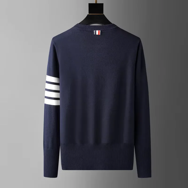 High end luxury brand sweater men personality trend ribbon striped round neck Knitwear autumn and winter Korean casual  pullover