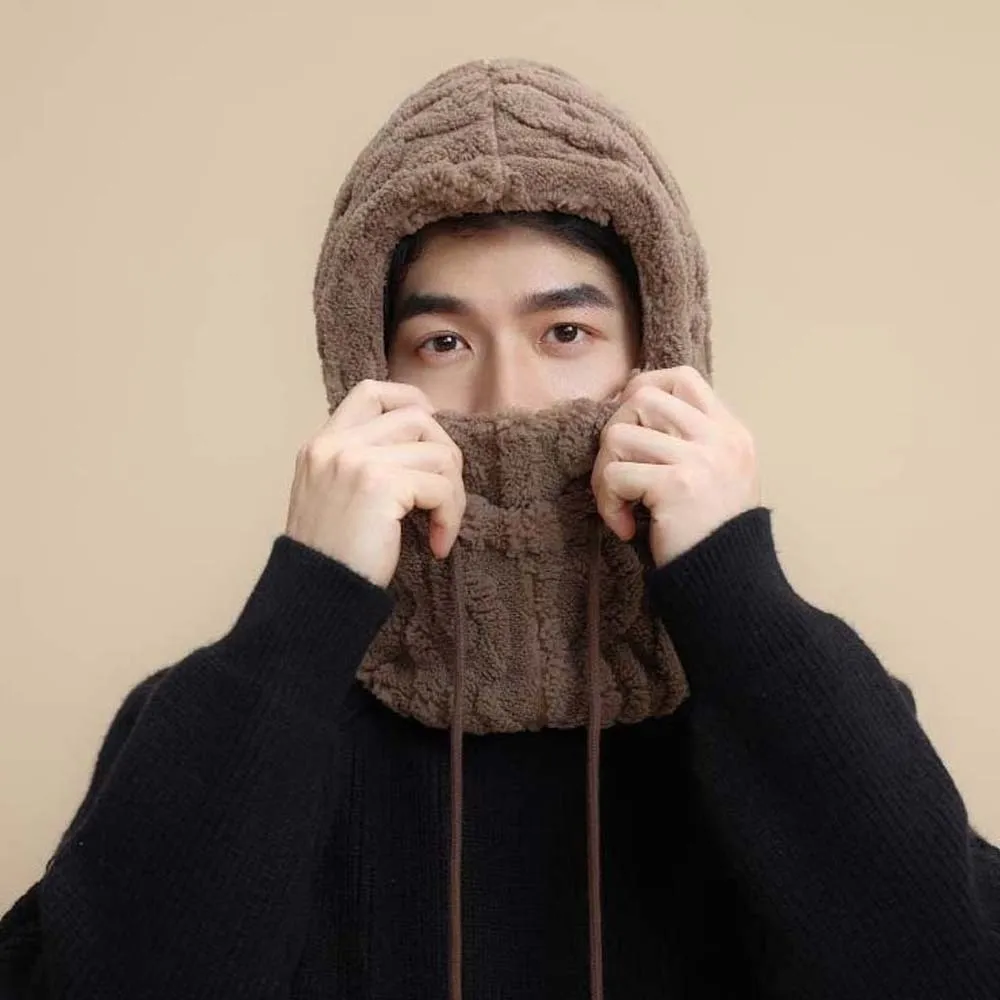 

Versatile Adjustable Strap Warmer Wrap Head Hat Polyester Solid Color Compact Cap Scarf Soft All-match Winter Pullover Cap Gifts