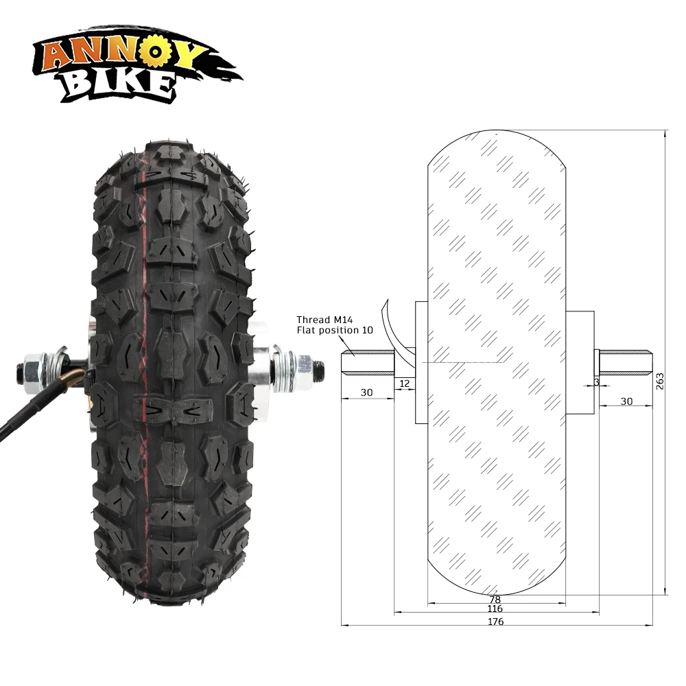 10 inch 48v800w Hub Motor with Off Road Tire and Road Tire 23N.M Electric Bicycle High Speed 40H Scooter Motor Wheel